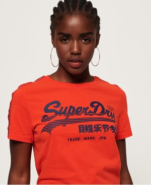 Superdry Vintage Logo Linear Sport Női Pólók Rózsaszín | LWQPR9852